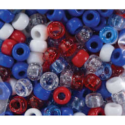 Cousin DIY Fun Pack Pony Beads - Pkg of 500, Patriotic Mix, 6 mm x 9 mm