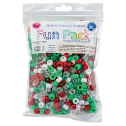 Cousin DIY Fun Pack Pony Beads - Pkg of 500, Christmas Mix, 6 mm x 9 mm front of packaging