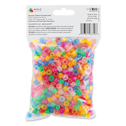 Cousin DIY Fun Pack Pony Beads - Pkg of 700, Transparent Rainbow, 6 mm x 9 mm back of packaging