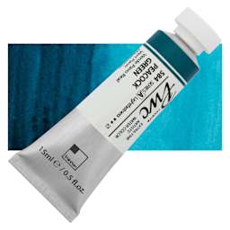 PWC Extra Fine Professional Watercolor - Peacock Green, 15 ml, Tube and swatch