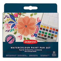 Derwent Watercolor Half Pan Paint - Set of 24, Assorted front of package