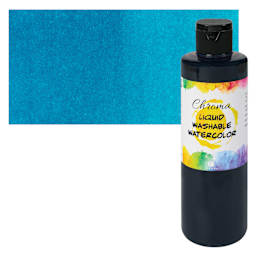 Chroma Liquid Washable Watercolor Paint - Blue, 8 oz, Bottle with swatch