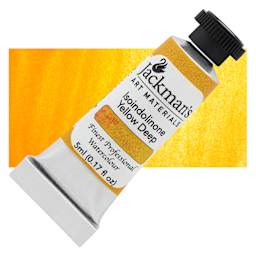 Jackman's Finest Professional Watercolour - Isoindolinone Yellow Deep, 5 ml Tube and Swatch