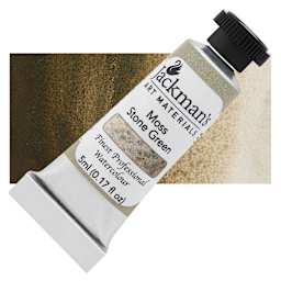 Jackman's Finest Professional Watercolour - Moss Stone Green, 5 ml Tube and Swatch