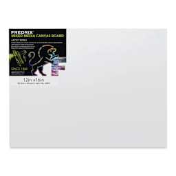 Fredrix Mixed Media Canvas Boards - Front view of 12" x 16" Board with label