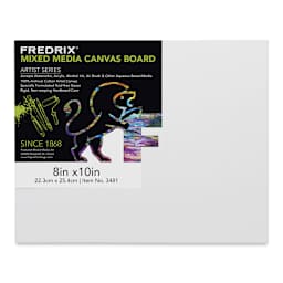 Fredrix Mixed Media Canvas Boards - Front view of 8" x 10" Board with label