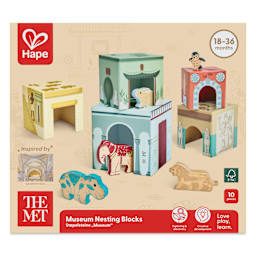 Hape x The Met Museum Nesting & Stacking Block Set, front of packaging