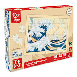 Hape x The Met Hokusai Great Wave Wooden Frame Puzzle - 48 Pieces, packaging