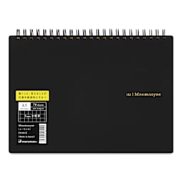 Maruman Mnemosyne Notebook - Black, A5, Graph, front with sticker