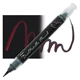 Pentel Arts Dual Metallic Brush Pen - Black/Metallic Red pen and swatch