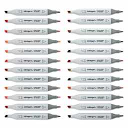 Kingart Pro Double-Ended Art Alcohol Markers - Portrait, Set of 24 (included markers)