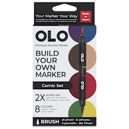 Olo Brush Dual-Tip Markers - Set of 8, Comic, front of the packaging