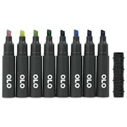 Olo Chisel Dual-Tip Markers - Set of 8, Landscape, caps off