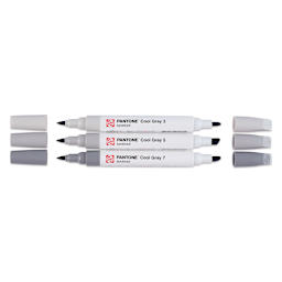 Pantone Dual Tip Markers - Cool Gray, Set of 3, markers with caps off