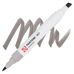 Pantone Dual Tip Marker - 407, swatch and marker