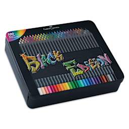 Faber-Castell Black Edition Colored Pencils - Assorted Colors, Tin Set of 100, laid out