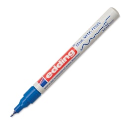 Edding Gloss Paint Marker - Blue, Round Nib, 0.8 mm, cap off