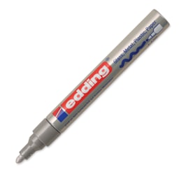 Edding Gloss Paint Marker - Silver, Round Nib, 2-4 mm, cap off