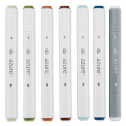 Royal & Langnickel Azure Dual Tip Markers - Set of 7, Trial Colors, markers laid out