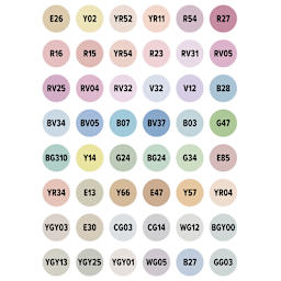 artPOP! Chisel and Fine Dual Tip Alcohol Art Marker Set - Set of 49, Pastel, color-codes on caps
