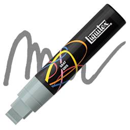 Liquitex Marker - Gray, Chisel Tip, 15 mm marker with swatch