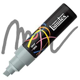 Liquitex Marker - Gray, Chisel Tip, 8 mm marker with swatch