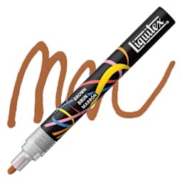 Liquitex Marker - Brown, Bullet Tip, 2 mm marker with swatch