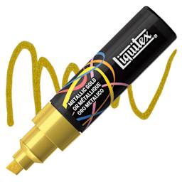 Liquitex Marker - Metallic Gold, Chisel Tip, 8 mm marker with swatch
