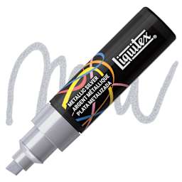 Liquitex Marker - Metallic Silver, Chisel Tip, 8 mm marker with swatch