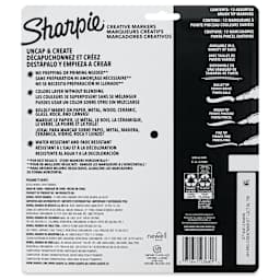 Sharpie Creative Acrylic Markers - Set of 12, Earth Tones, Brush Tip, back of packaging