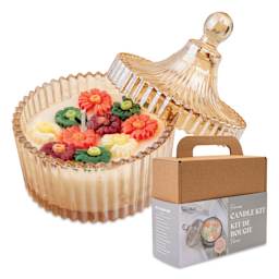 John Bead Flower Candle Making Kit finished project with packaging