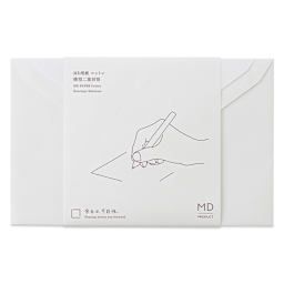 Midori MD Cotton Envelopes - 4.6" x 7.3", White, Pkg of 8, front of packaging