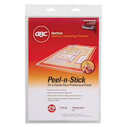 GBC Peel ‘N Stick Thermal Laminating Pouches - 9" x 11-1/2", Pkg of 25, front of packaging