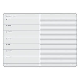 Leuchtturm1917 18-Month Weekly Planner & Notebook 2027 - 5-3/4" x 8-1/4", Black, open