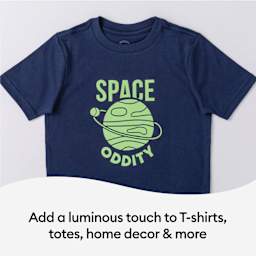 Glow-In-The-Dark Iron-On Heat Transfer Vinyl, sedign on a tshirt