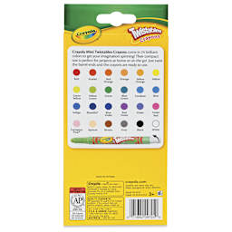 Crayola Twistable Mini Crayon Set - Set of 24, Assorted, back of packaging