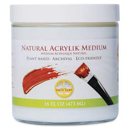 Natural Earth Paint Natural Acrylik Medium - 16 oz Glass Jar, front view