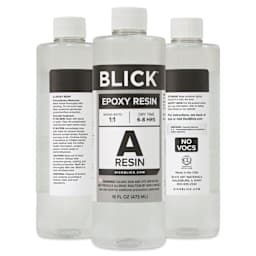 Front, back, and side of Blick Epoxy part A 32 oz bottle.