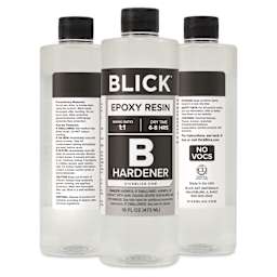 Front, back, and side of Blick Epoxy part B 32 oz bottle.