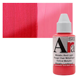 Ara Artists’ Acrylic Paint - Metallic Red Light, 100 ml bottle and swatch