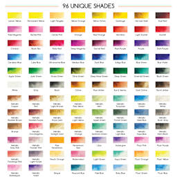 Meeden Watercolor Half Pans - Set of 96, Assorted Colors Swatches