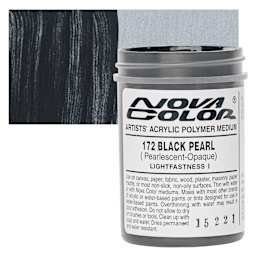 Nova Color Artists’ Acrylic Polymer Paint - Black Pearl, 118 ml Jar and swatch