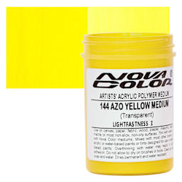 Nova Color Artists’ Acrylic Polymer Paint - Azo Yellow Medium, 118 ml Jar and swatch