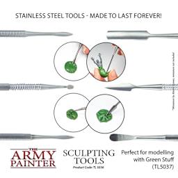 The Army Painter Miniature & Model Sculpting Tools Set. Stainless Steel Tools - made to last forever!  Perfect for modelling with Green Stuff (tl5037) product code tl5036 Miniature by mantic games, not included
