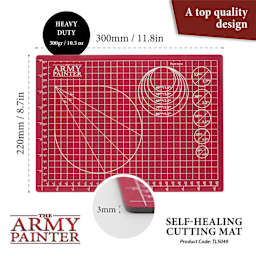 The Army Painter Self-Healing Cutting Mat. Top quality design. Heavy Duty - 300g (10.5 oz). 220 mm (8.7 in) x 300 mm (11.8 in), 3 mm Thick. Product Code TL5049