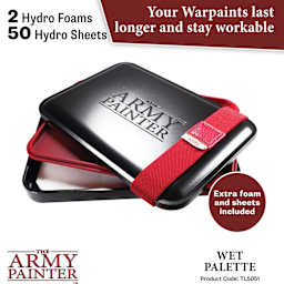 Your Warpaints last longer and stay workable longer with The Army Painter Wet Palette. Includes 2 Hydro Foams and 50 Hydro Sheets.