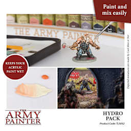 The Army Painter Wet Palette Hydro Pack. Paint and mix easily. Keep your acrylic paint wet.  Depicted miniatures are made by Cool Mini or Not. Product code: tl5052
