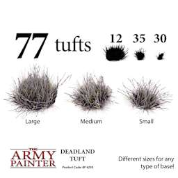 The Army Painter Battlefields Scenery Grass Tufts - Deadland Tuft, Different sizes for any type of base.  77 tufts including, 12 Large,  35  Medium, and 30 Small