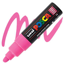 Posca Paint Marker - Pink, Broad Bullet Tip, 4.5 mm - 5.5 mm - marker and swatch