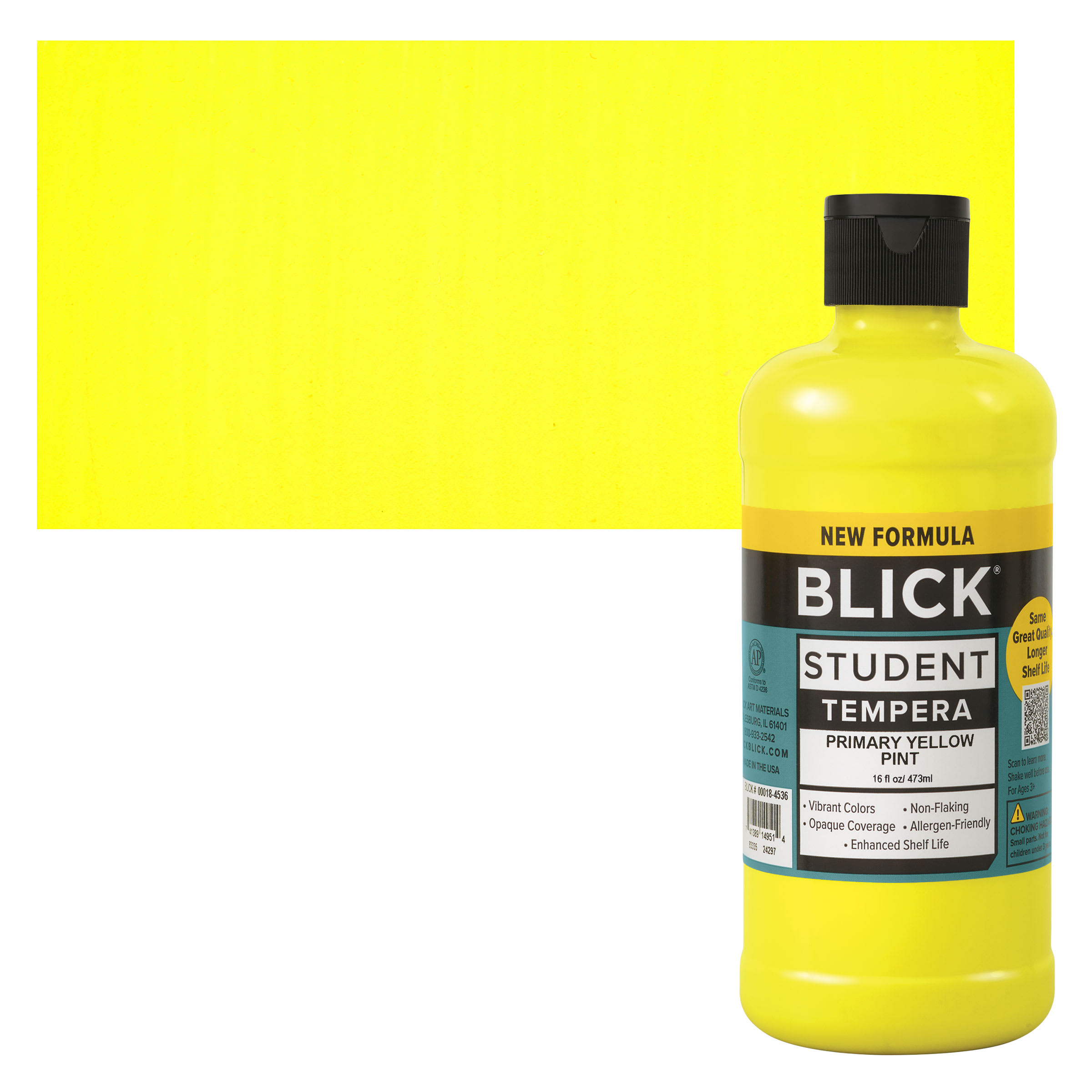 Blick Student Tempera Paint - Primary Yellow, 16 oz bottle
